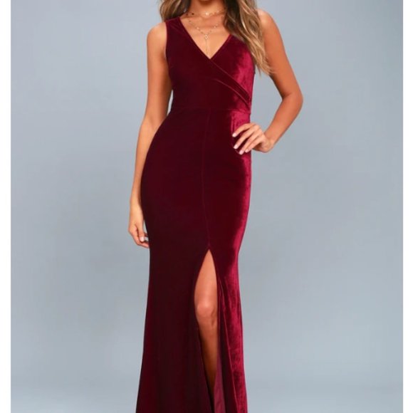 Lulus Size S Burgundy Velvet Maxi Dress - Picture 9 of 12